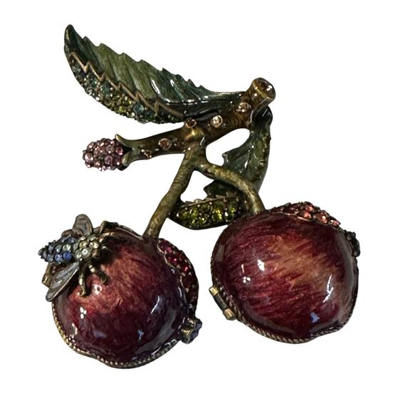 Jay Strongwater Cherry Box + Swarovski Crystals Delft Garden Collection + Box - Picture 2 of 8